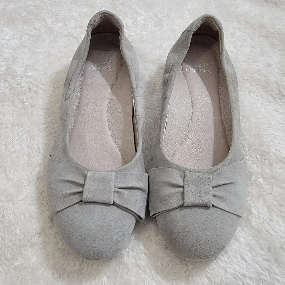 Dansko Lina Stone Suede Ballet Bow Flats‎ Comfort Size EU 36 US 5.5-6 EUC